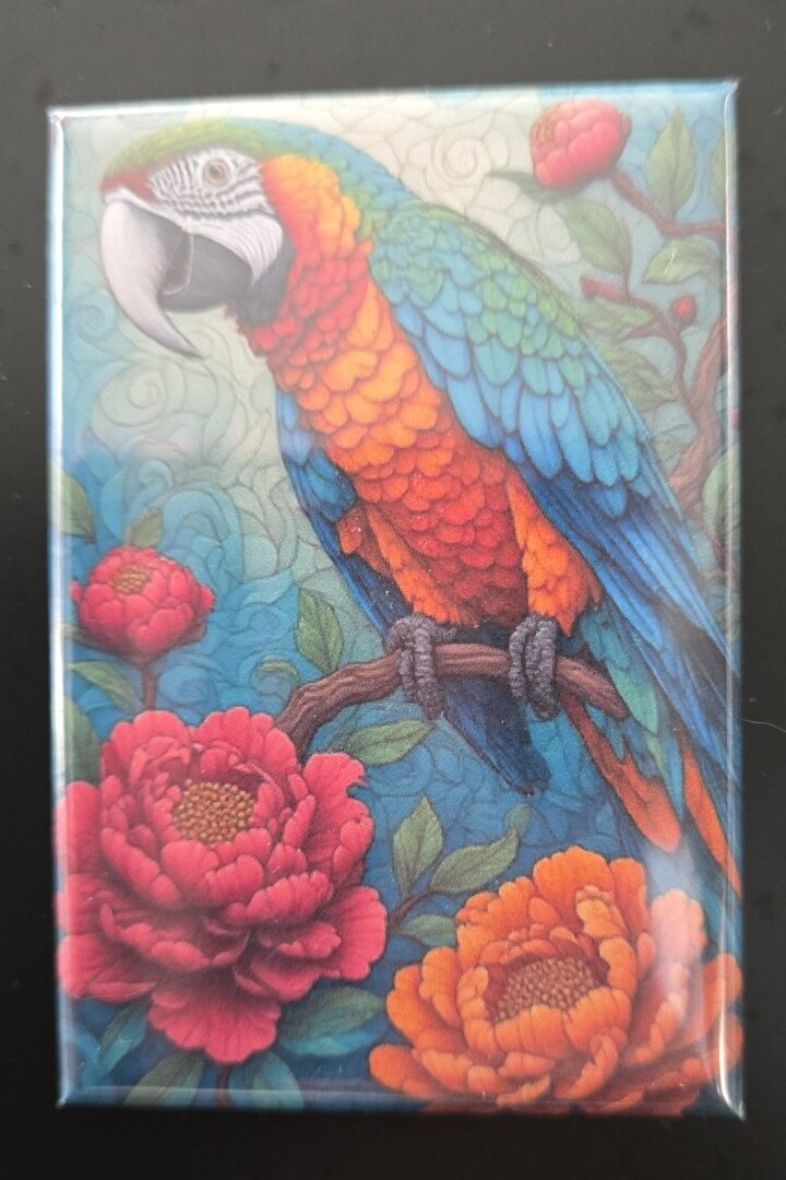 Floral Parrot handmade fridge magnet