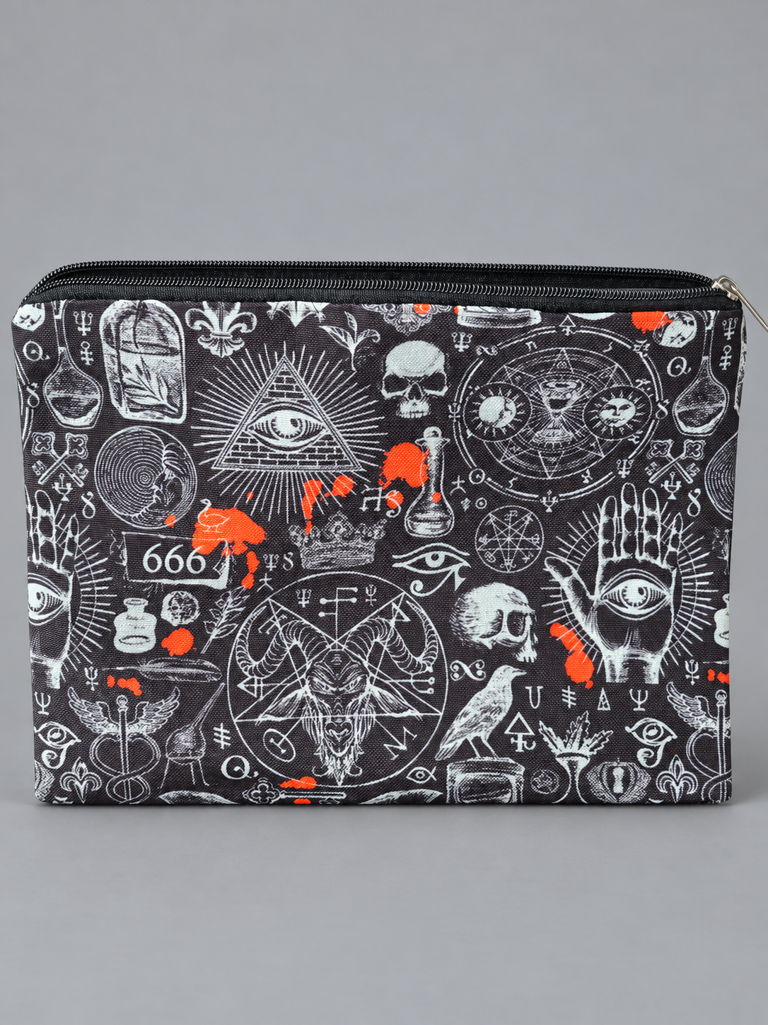 Black Occult Lined Tarot Pouch: 8.5 × 6.5 inches (approx. 21.6 × 16.5 cm) · zip fastening · lined